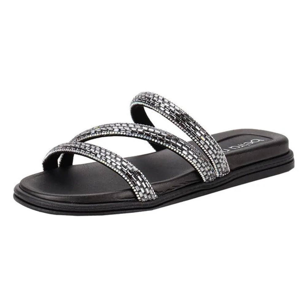Tamanco Feminino Flat Beira Rio 8488108 PRETO/CINZA 34