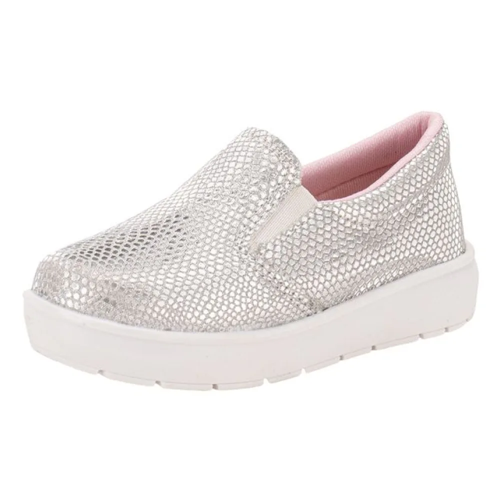 Tênis Infantil Feminino Slip On Bella Ninna 80042 PRATA 23