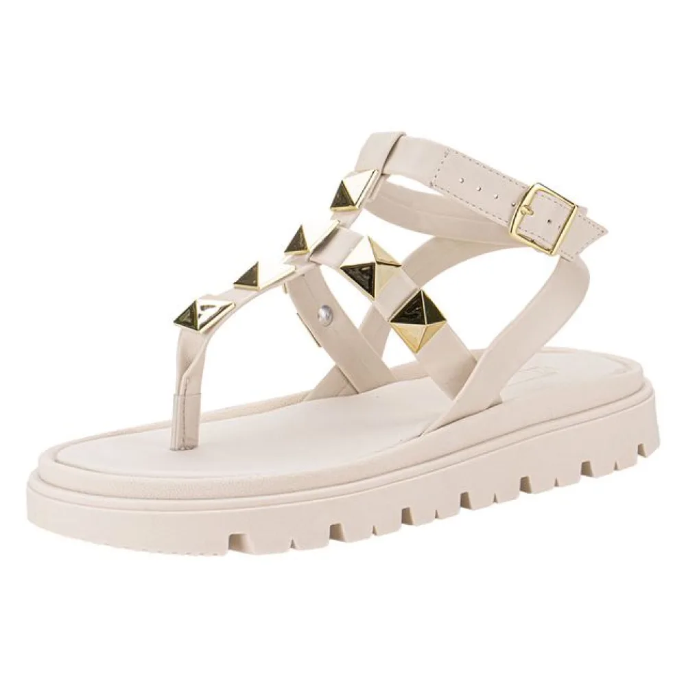 Sandália Feminina Flat Moleca 5504102 MARFIM 35