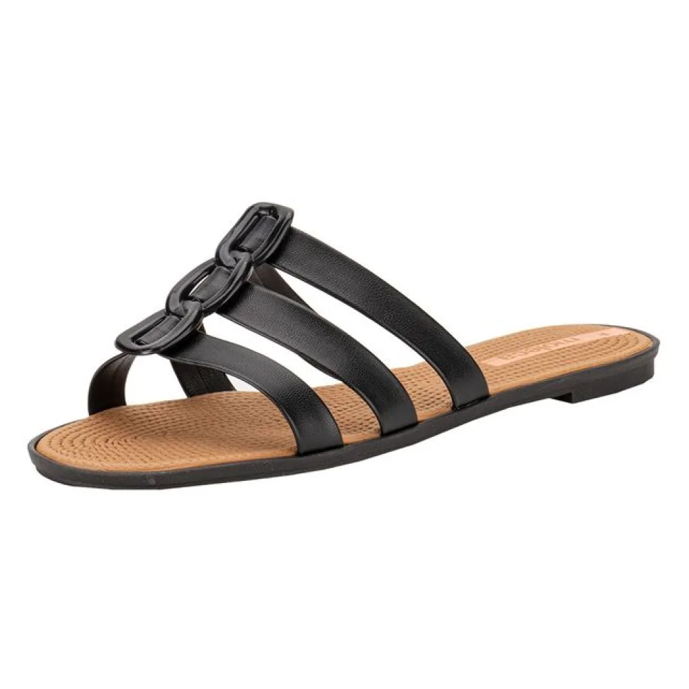 Tamanco Feminino Flat Moleca 5297566 PRETO 34