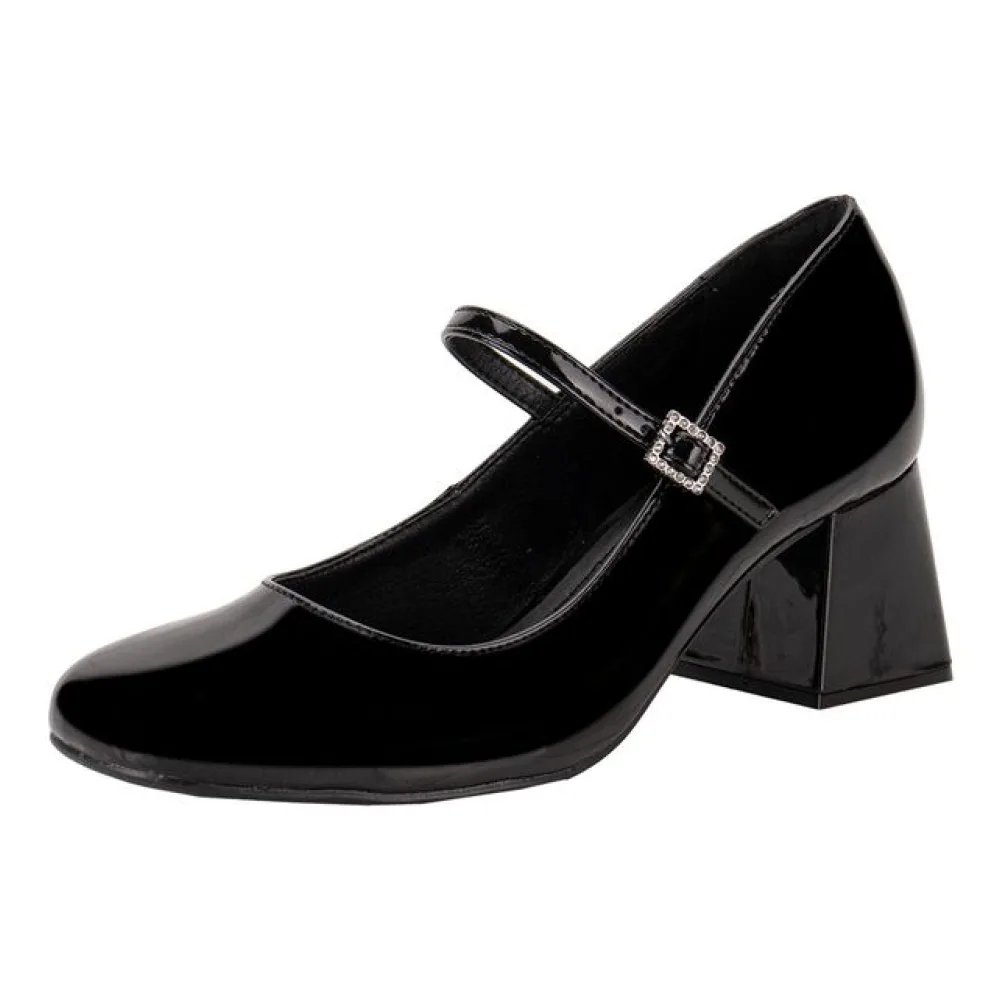 Sapato Feminino Salto Grosso Via Marte 067002 VERNIZ/PRETO 35