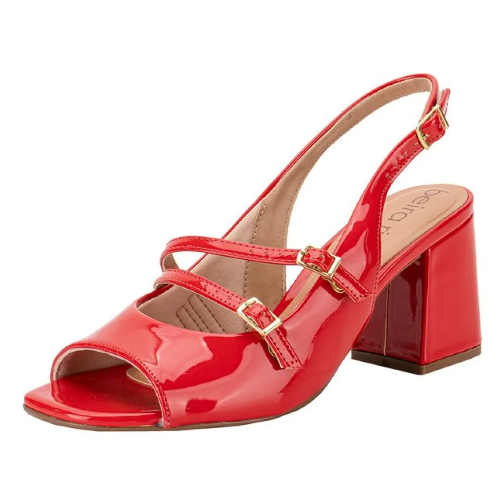 Sandália Feminina Salto Grosso Beira Rio 8436235 VERMELHO 34