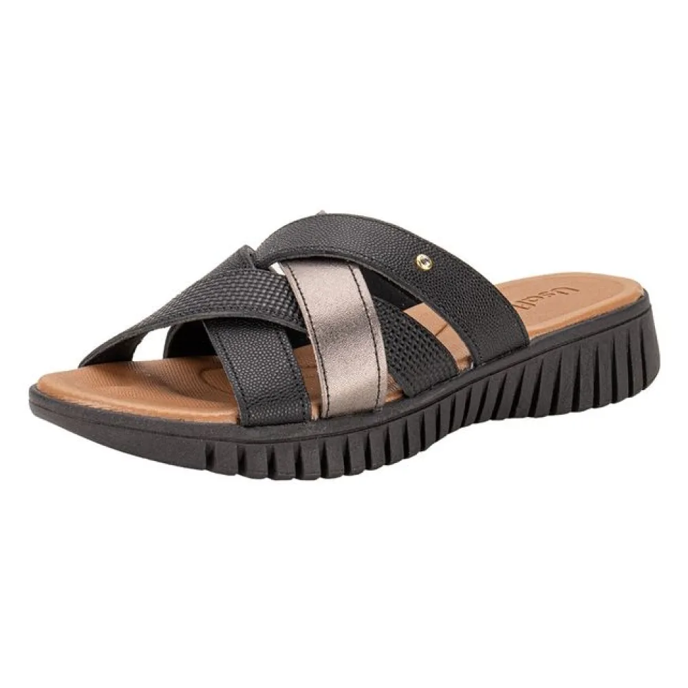 Tamanco Feminino Flat Usaflex UC21002 PRETO/GRAFITE 34
