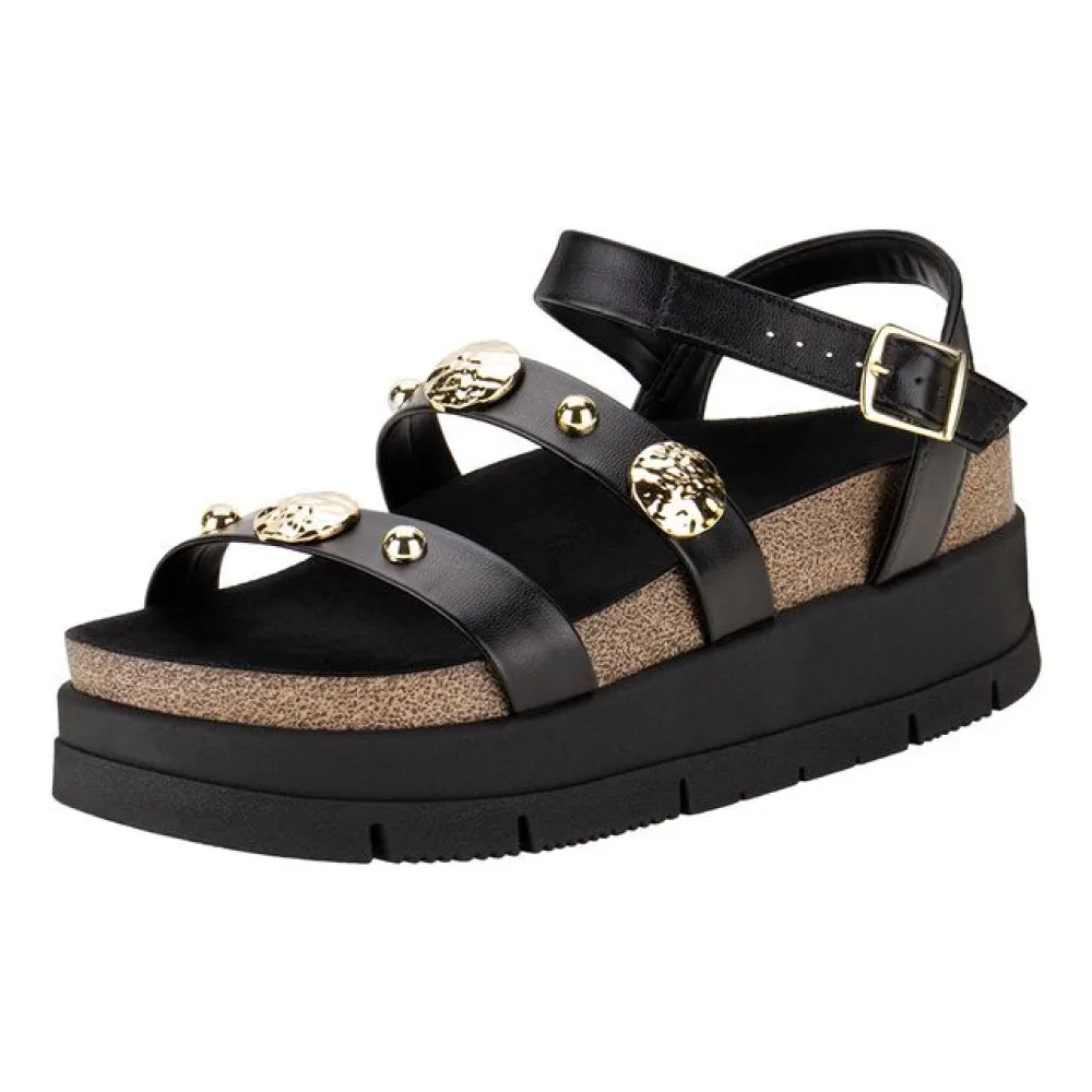 Sandália Feminina Flat Moleca 5513104 PRETO 34