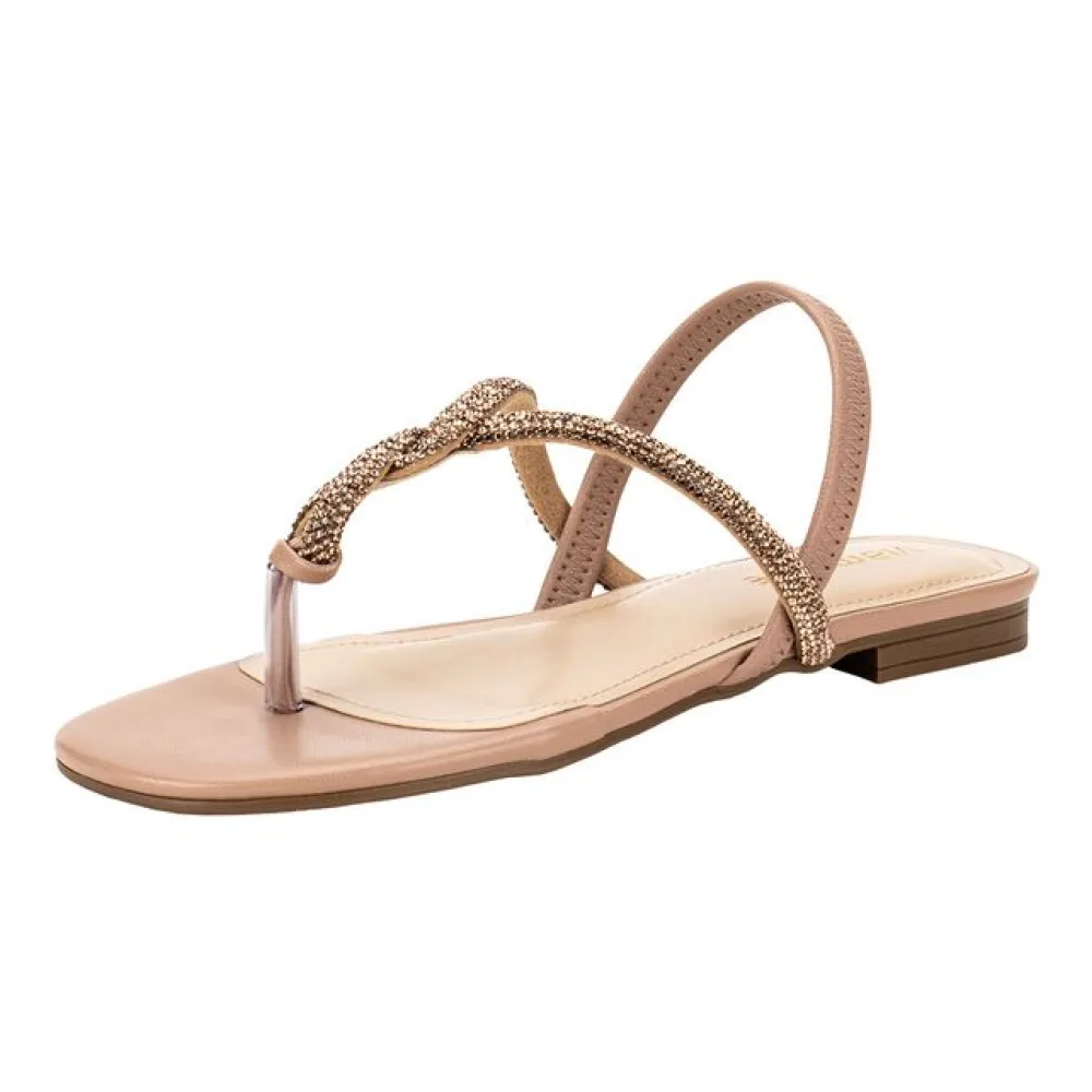 Sandália Feminina Flat Via Marte 113008 BEGE 35