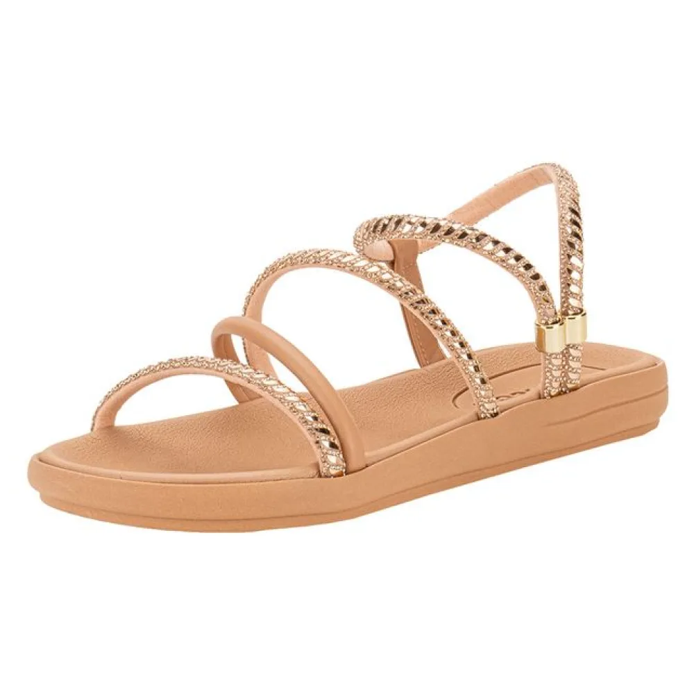 Sandália Feminina Flat Moleca 5525104 OURO/ROSADO 35