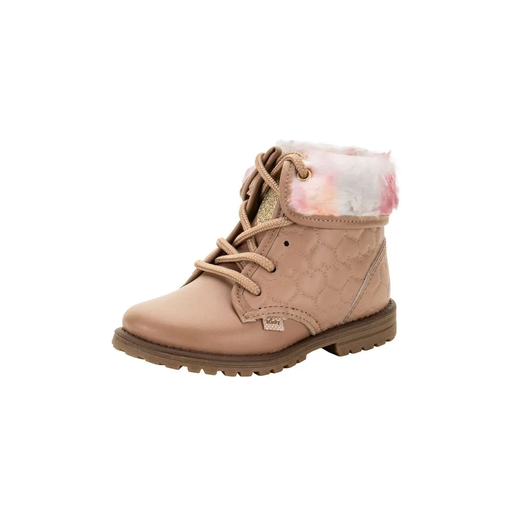 Bota Infantil Feminina Coturno Fashion Kidy 0840086 BEGE/ROSA 22