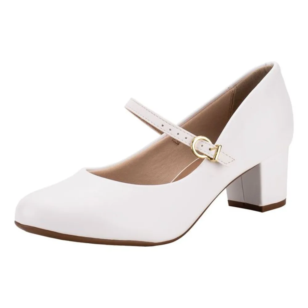 Sapato Feminino Salto Grosso Beira Rio 4777475 BRANCO 34