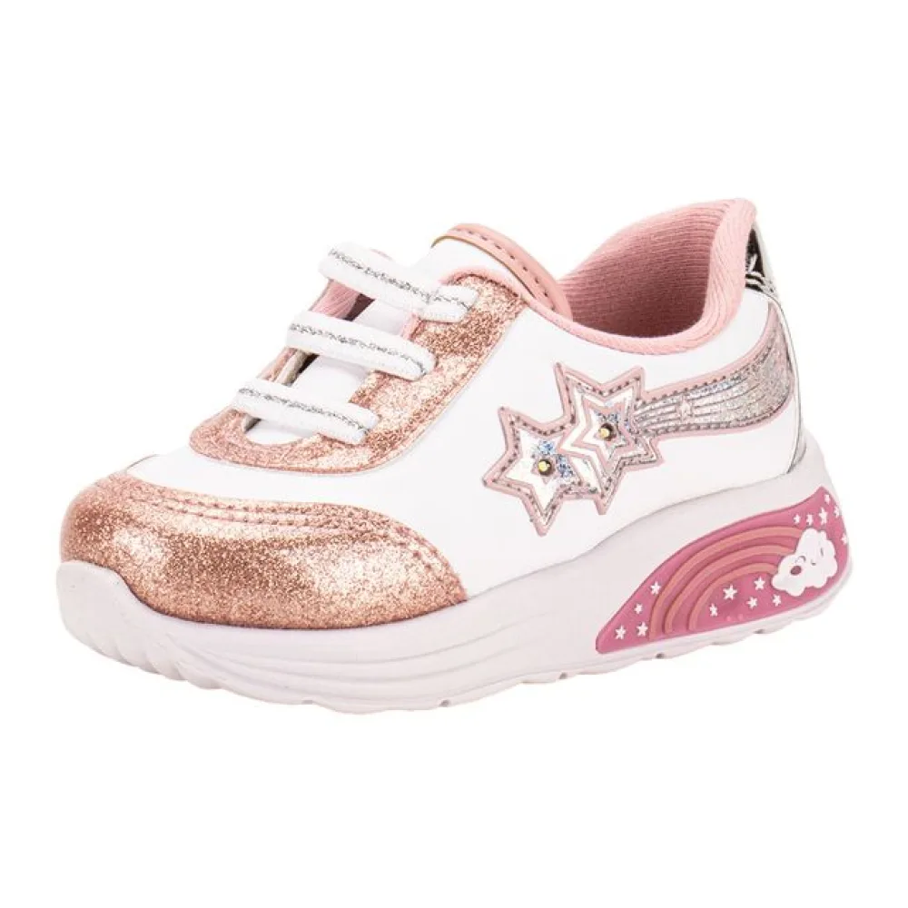 Tênis Infantil Feminino Baby Led Molekinha 2731307 BRANCO/ROSA 22
