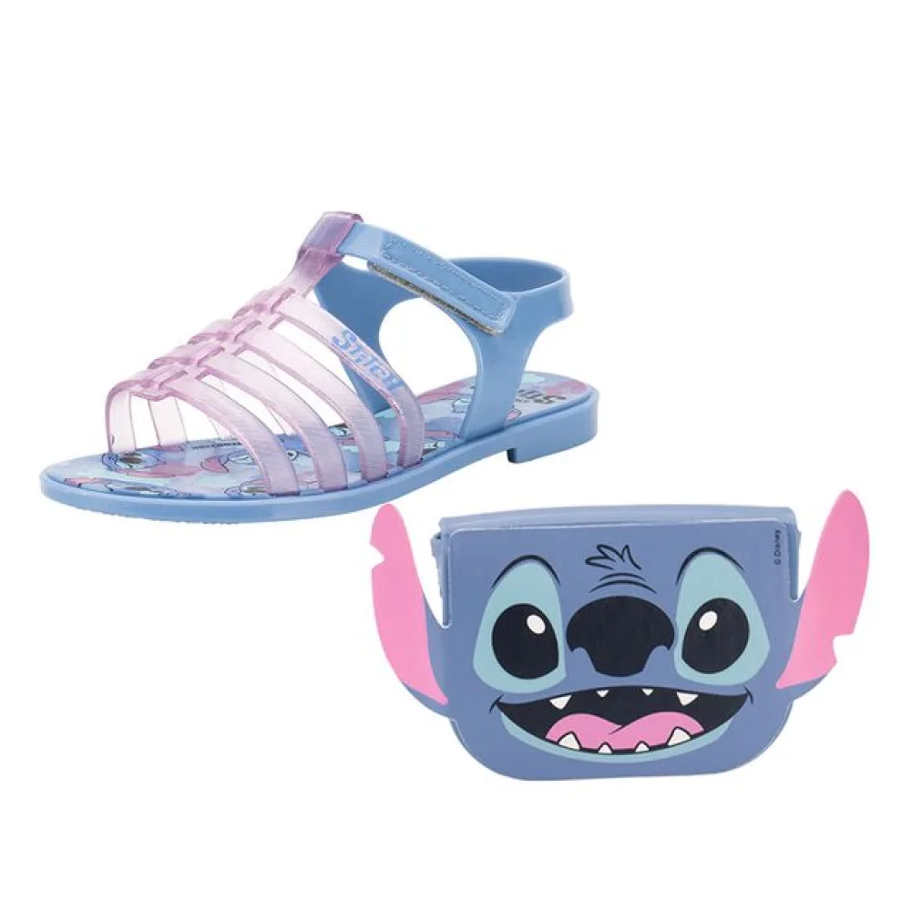 Kit Sandália Infantil Stitch Clutch e Stitch Clutch Bag Grendene Kids 23199 AZUL/ROSA 29