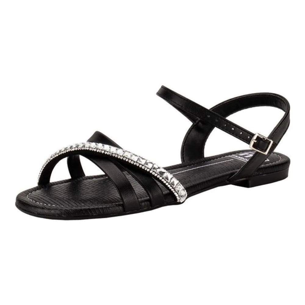 Sandália Feminina Flat Moleca 5429456 PRETO 39