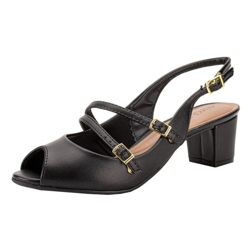 Peep Toe Feminino Salto Grosso Beira Rio 4777497 PRETO 34