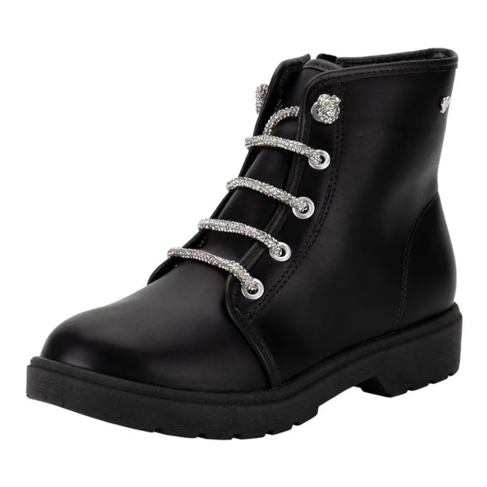 Bota Infantil Feminina Coturno Molekinha 2164136 PRETO/CINZA 29