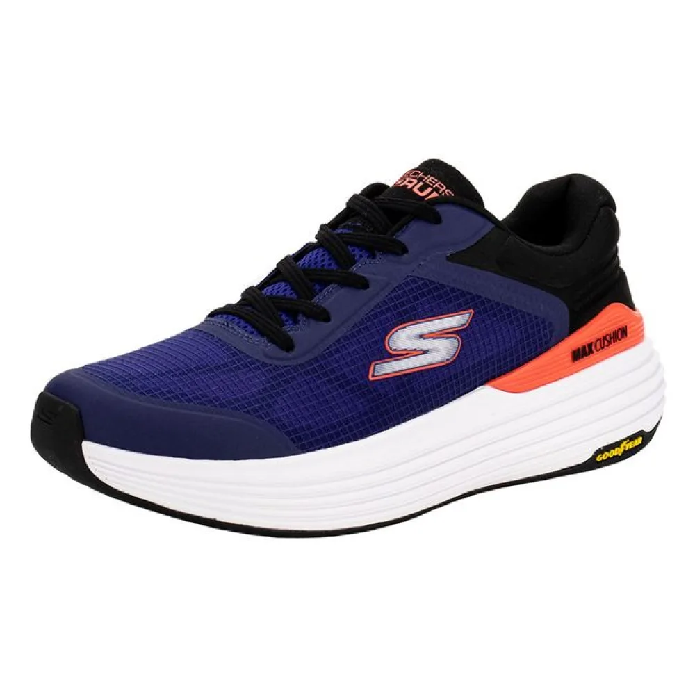Tênis Masculino Max Cushioning Suspension Skechers 220932 AZUL/LARANJA 44