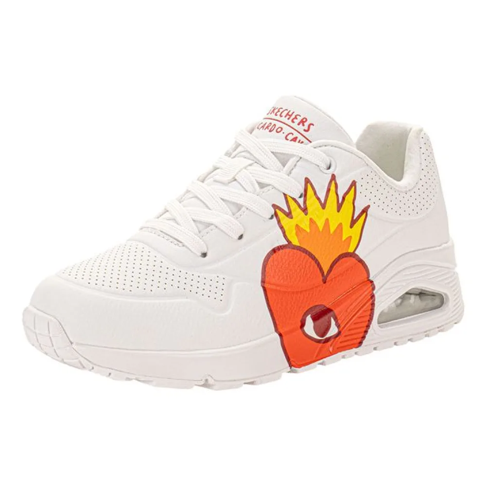 Tênis Feminino Ricardo Cavolo: Uno Flaming Heart Skechers 177956 BRANCO/VERMELHO 34