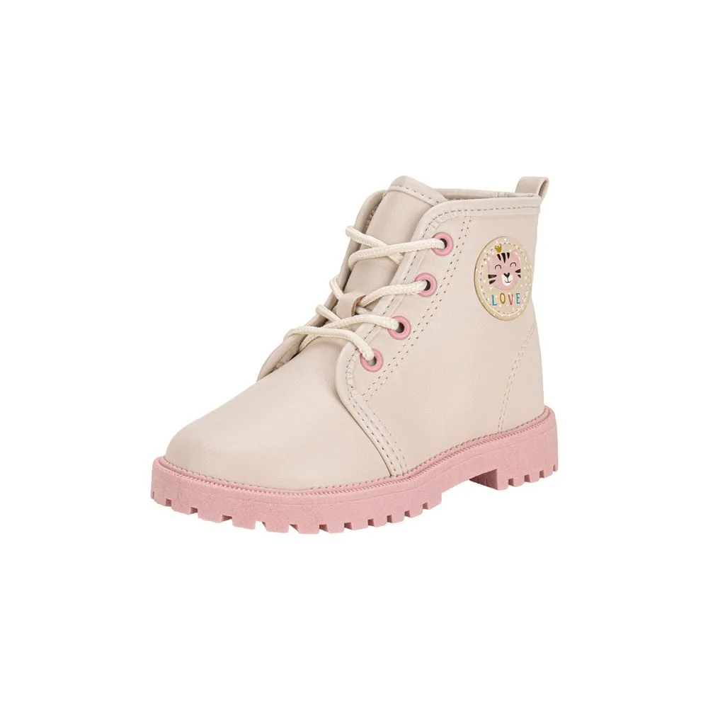 Bota Infantil Feminina Coturno Molekinha 2126525 BEGE/ROSA 17