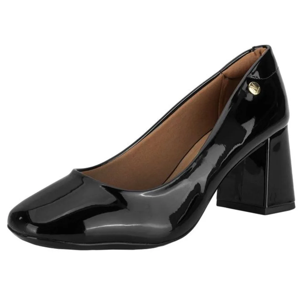 Sapato Feminino Salto Grosso Vizzano 1446100 VERNIZ/PRETO 35