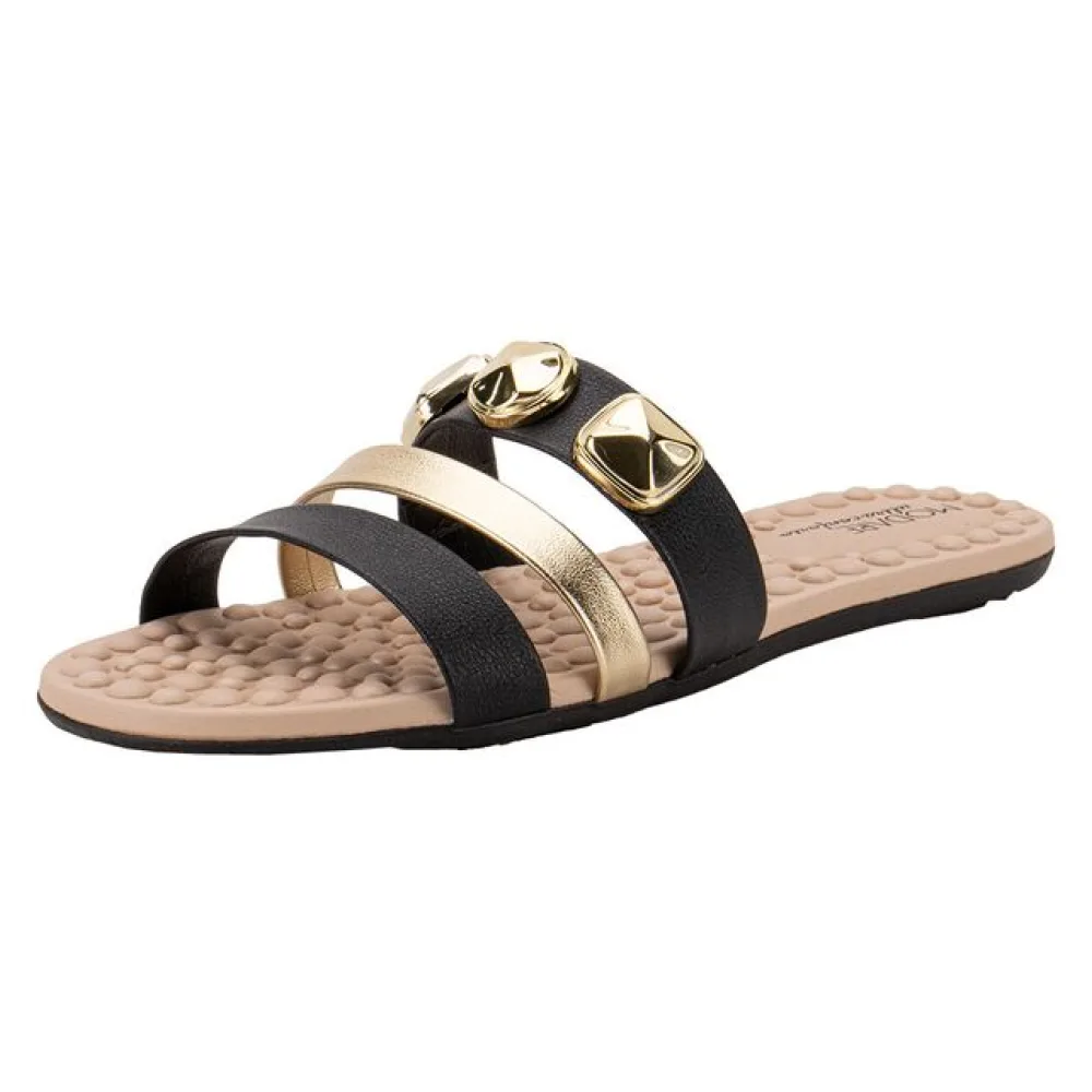 Tamanco Feminino Flat Modare 7163128 PRETO/DOURADO 34