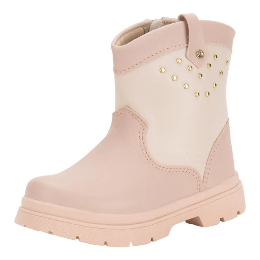 Bota Infantil Feminina Lily Kids 15103 BEGE/ROSA 20
