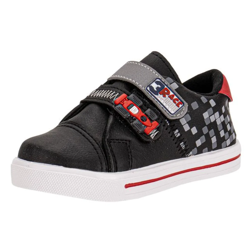 Tênis Infantil Masculino Lindo Jú - 15522 PRETO/VERMELHO 21