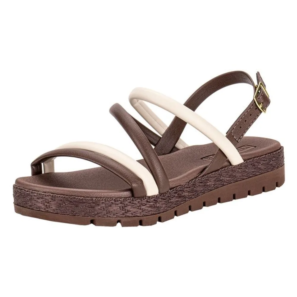 Sandália Feminina Flat Moleca 5539101 CAFÉ/BEGE 36