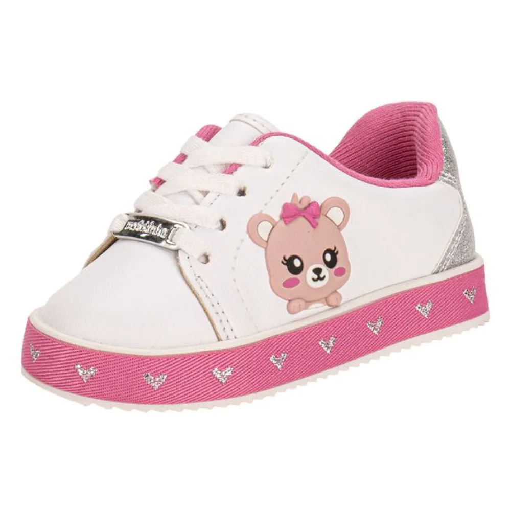 Tênis Infantil Feminino Baby Molekinha 2131634 BRANCO/ROSA 17