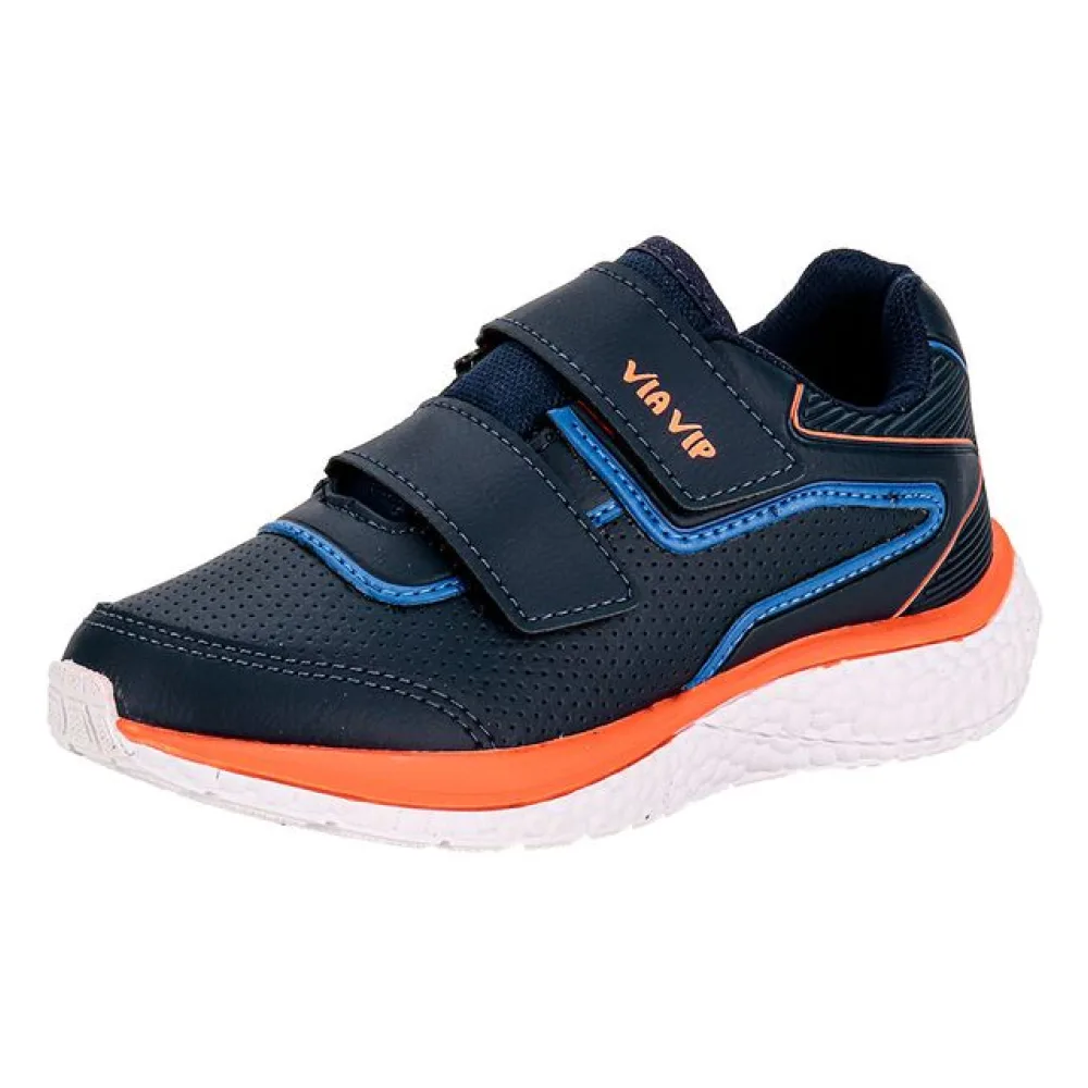 Tênis Infantil Masculino Via Vip VV9528 AZUL/LARANJA 28