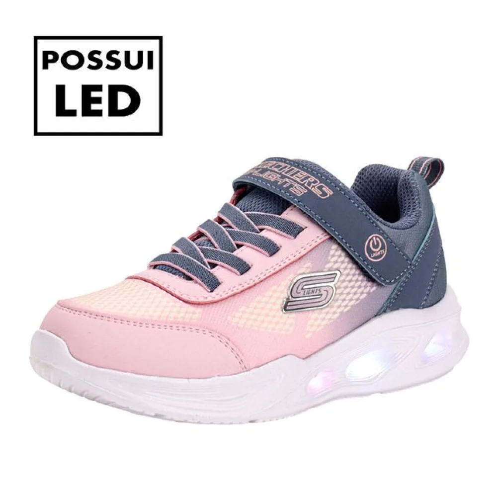 Tênis Infantil S Ligths Sola Glow Ombre Deluxe Skechers 303714L CINZA/ROSA 27