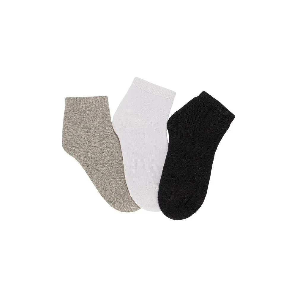 Kit Com 3 Pares de Meias Cano Curto Infantil Hoahi 23132 BRANCO/PRETO 28/33