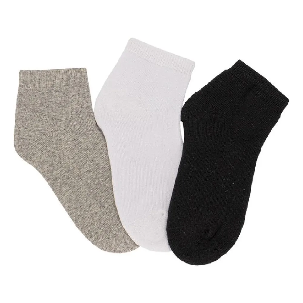 Kit Com 3 Pares de Meias Cano Curto Infantil Hoahi 23132 BRANCO/PRETO 28/33
