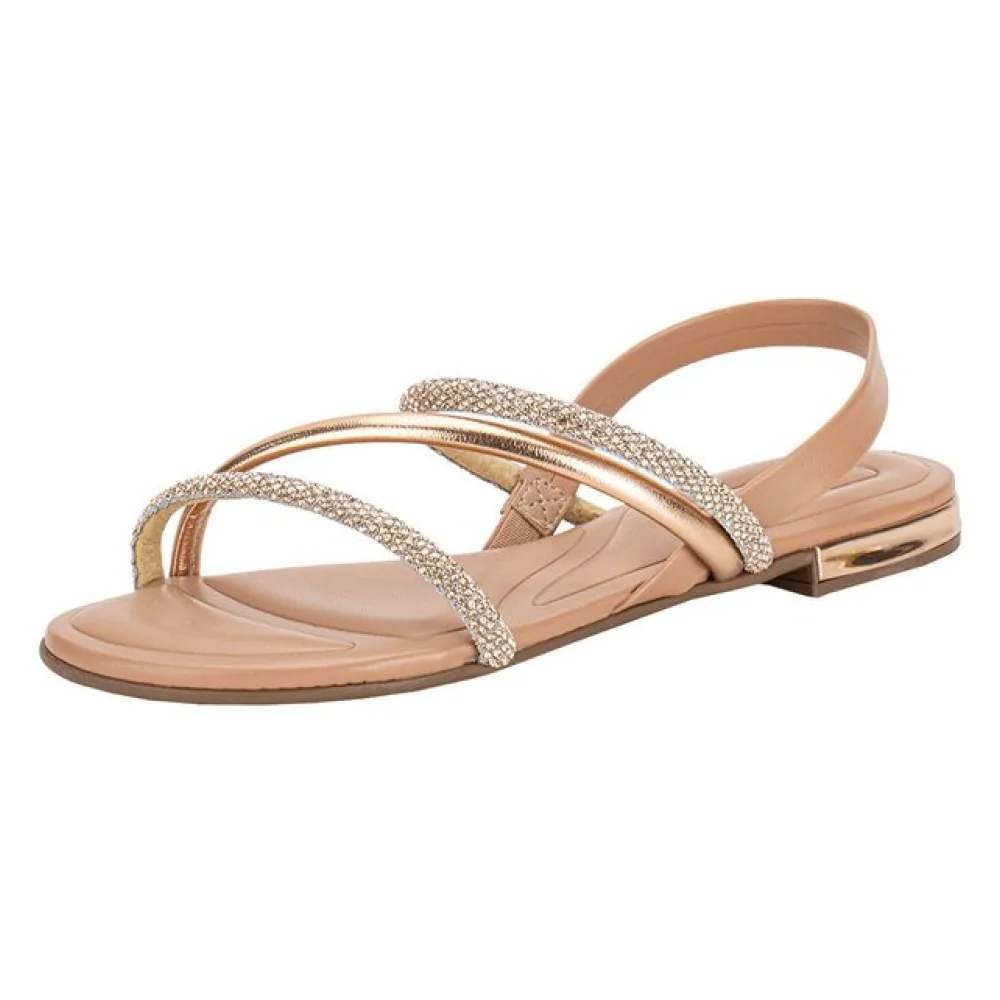 Sandália Feminina Flat Beira Rio 8263969 OURO/ROSADO 34