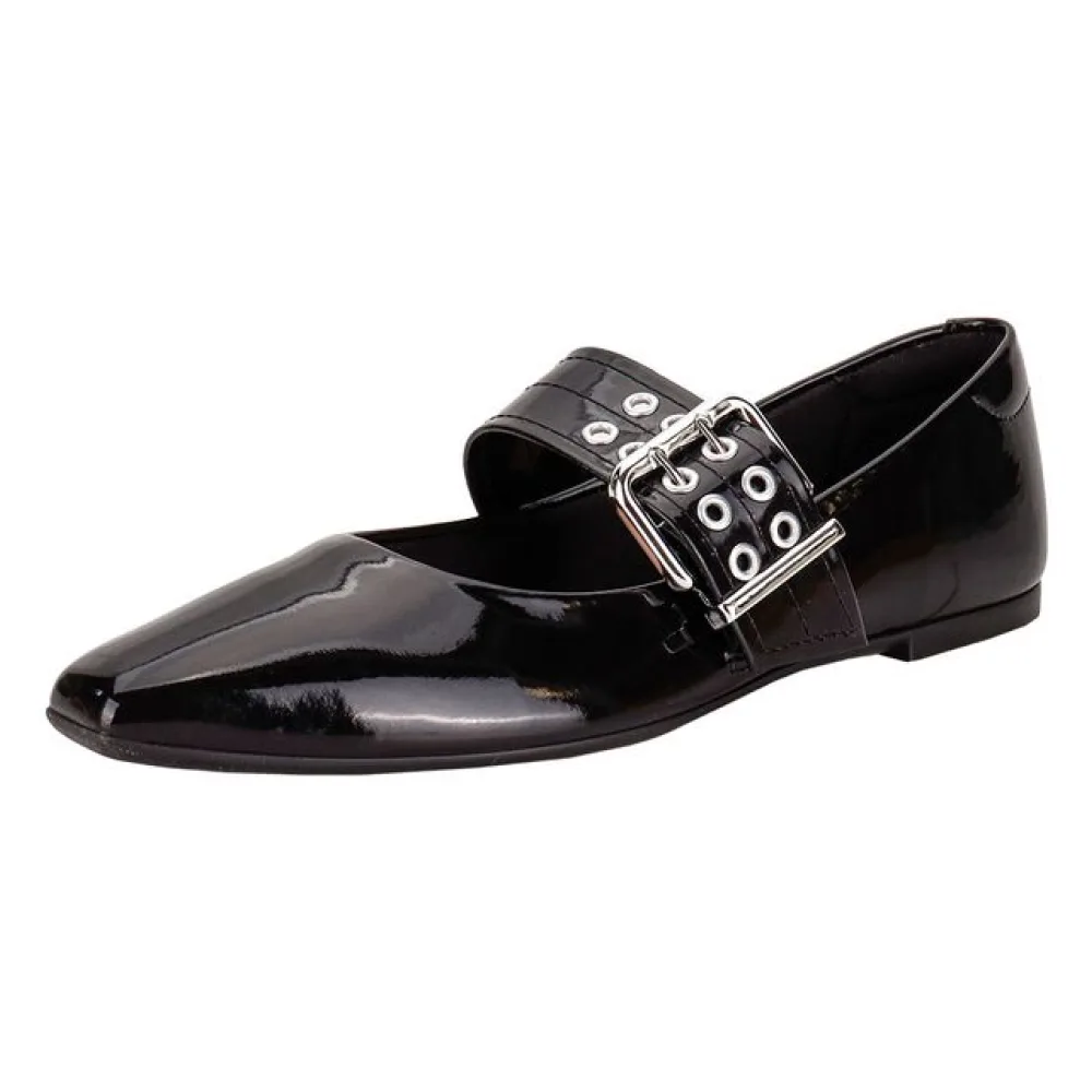 Sapatilha Feminina Flat Moleca 5821103 VERNIZ/PRETO 34