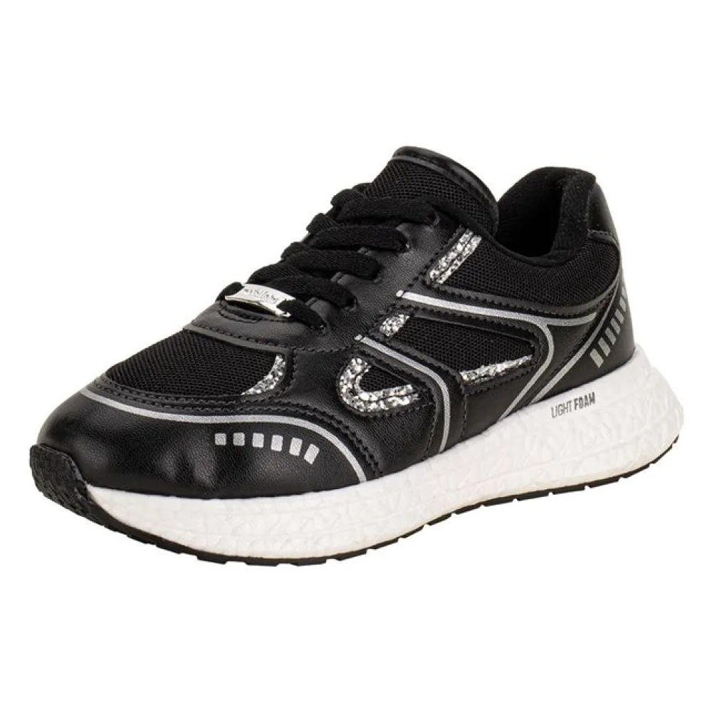 Tênis Infantil Feminino Molekinha 2580104 PRETO/PRATA 26