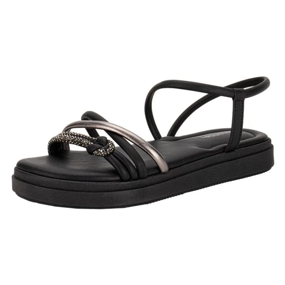 Sandália Feminina Flat Mississipi MB513 PRETO/CINZA 37