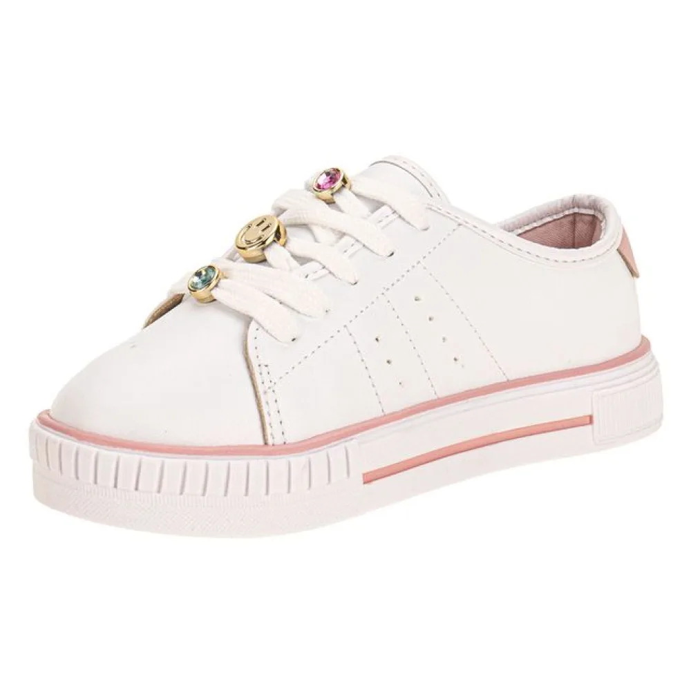 Tênis Infantil Feminino Molekinha 2565113 BRANCO/ROSA 27
