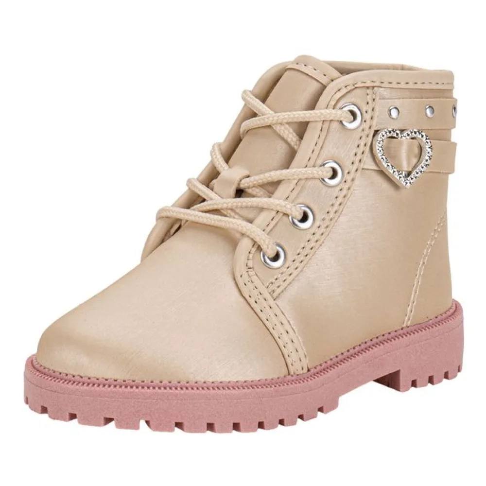 Bota Infantil Coturno Molekinha 2126526 BEGE/ROSA 18