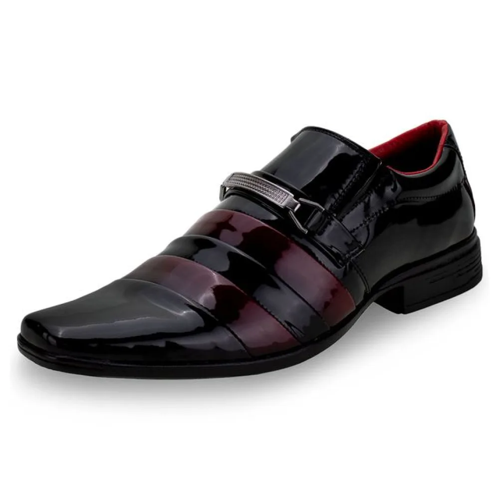 Sapato Masculino Social Bkarellus - 7007 PRETO/VERMELHO 37
