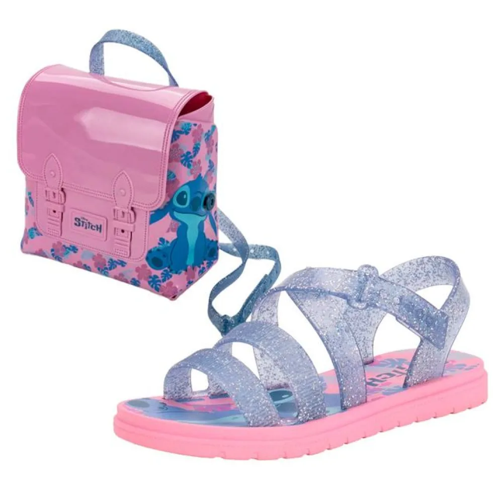 Kit Sandália Infantil Sweet + Bag Disney Grendene Kids 23247 AZUL/ROSA 28