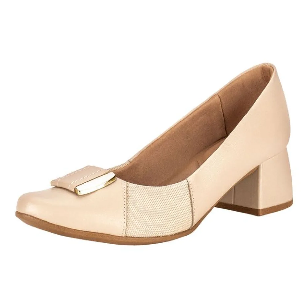 Sapato Feminino Salto Grosso Usaflex AK0303 NATURAL 34