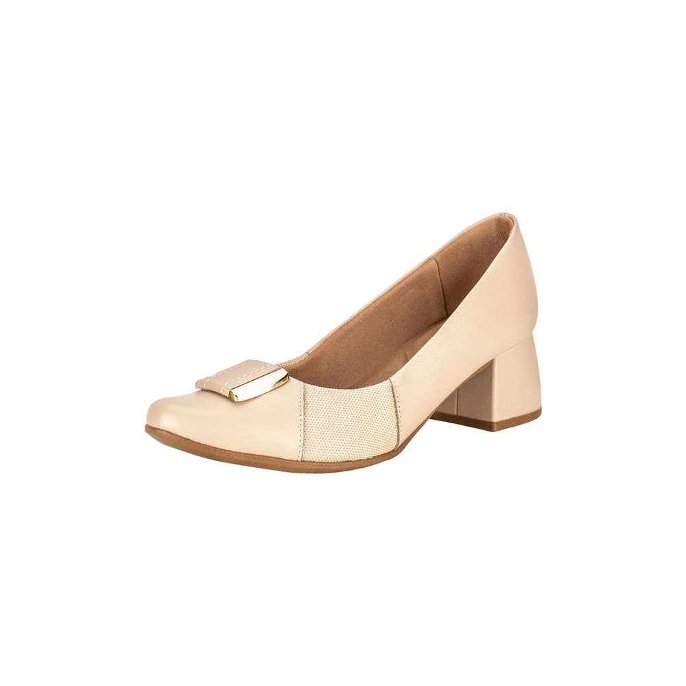 Sapato Feminino Salto Grosso Usaflex AK0303 NATURAL 34