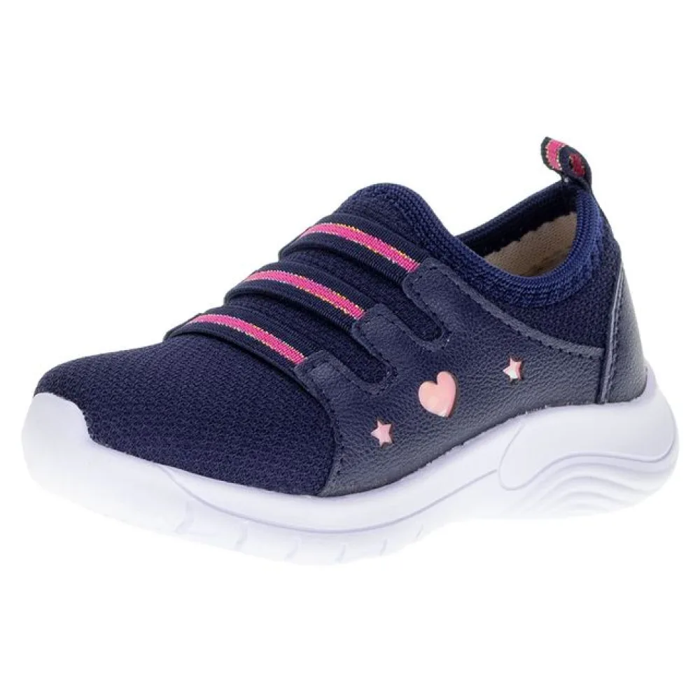 Tênis Infantil Feminino Slip On Lily Kids - 19022 AZUL/ROSA 21