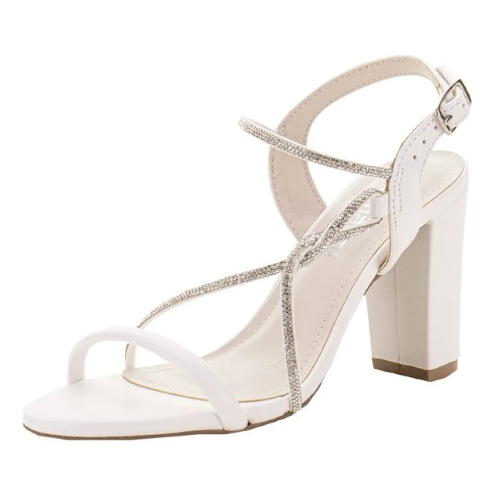 Sandália Feminina Salto Grosso Via Marte 142001 BRANCO 34