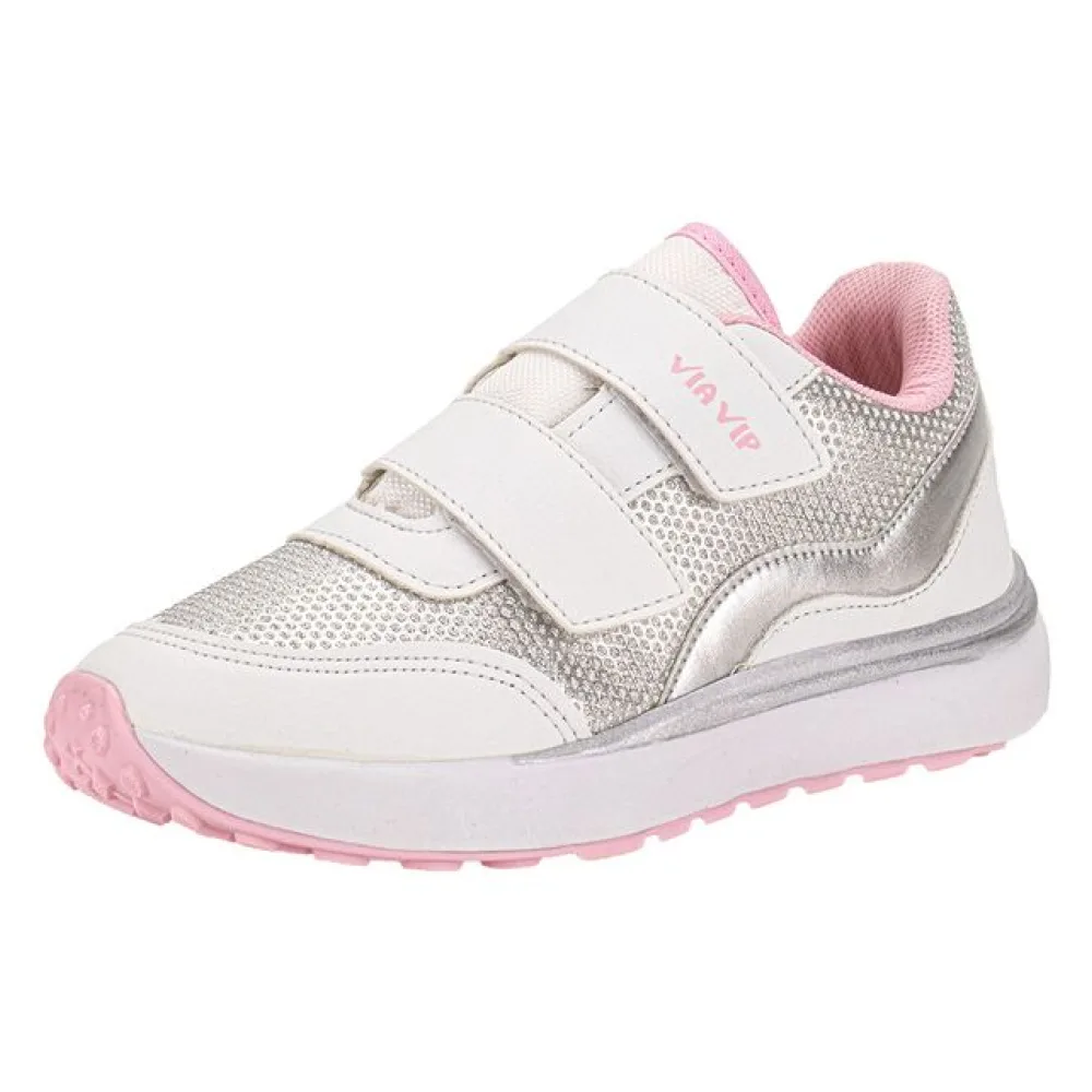 Tênis Infantil Feminino Via Vip VNJ3008 BRANCO/ROSA 29