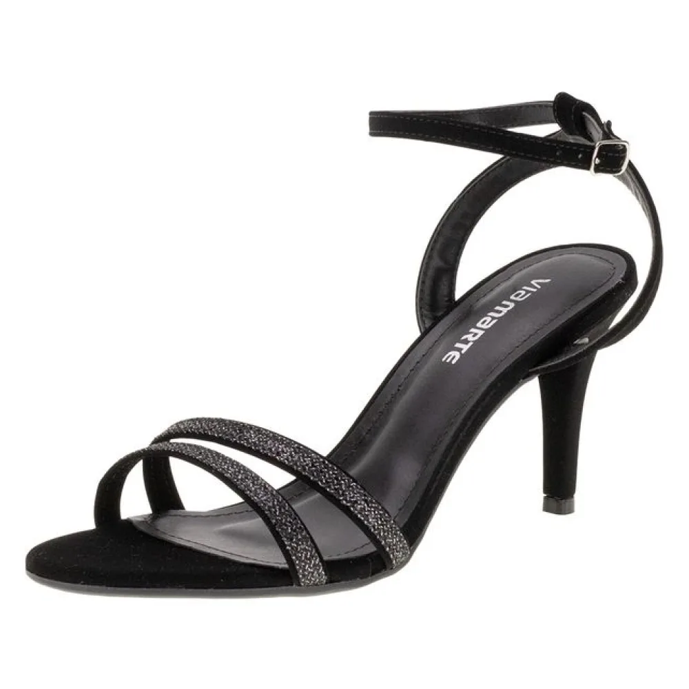 Sandália Feminina Salto Alto Via Marte - 2214303 PRETO/NOBUCK 34