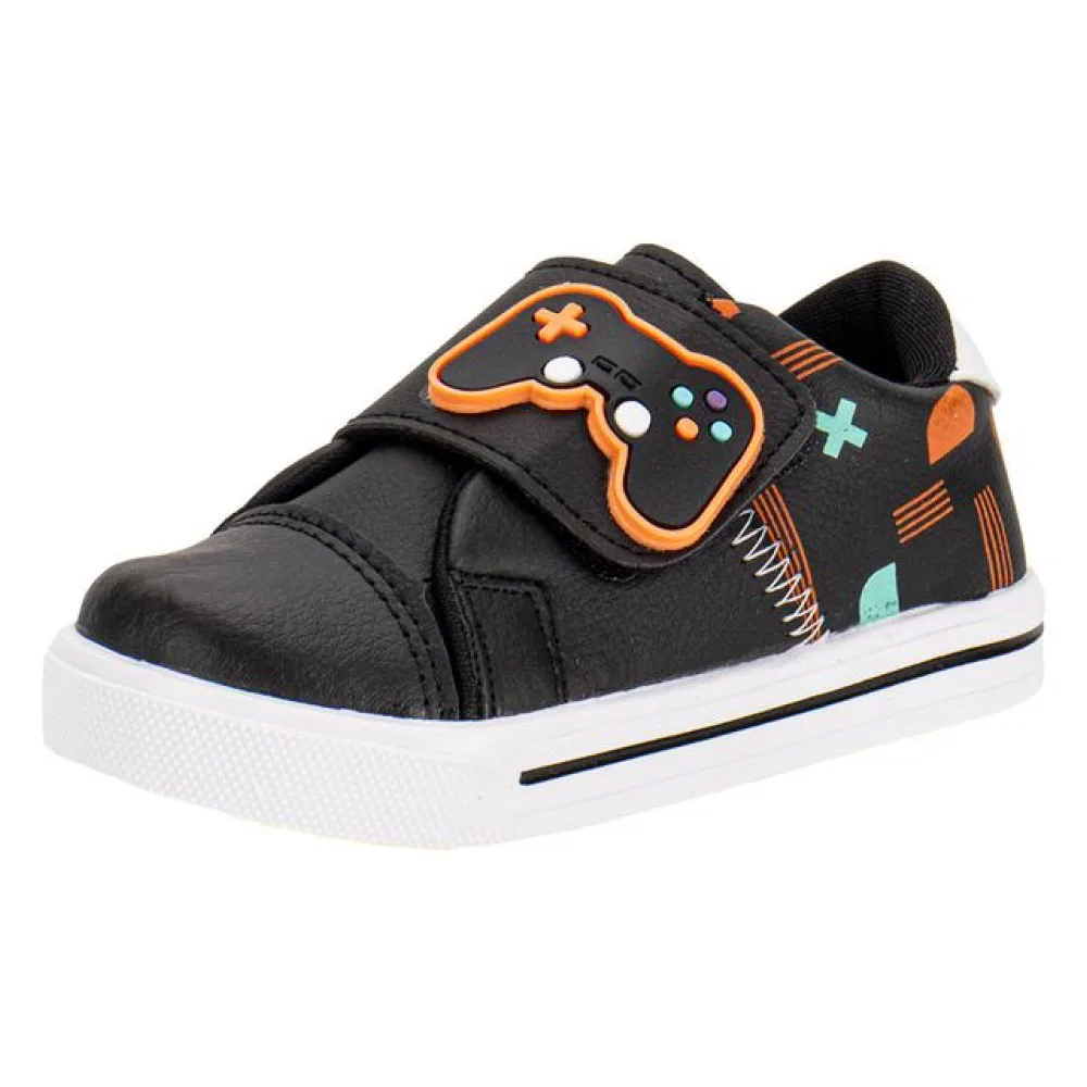 Tênis Infantil Masculino Lindo Jú - 15522 PRETO/LARANJA 21