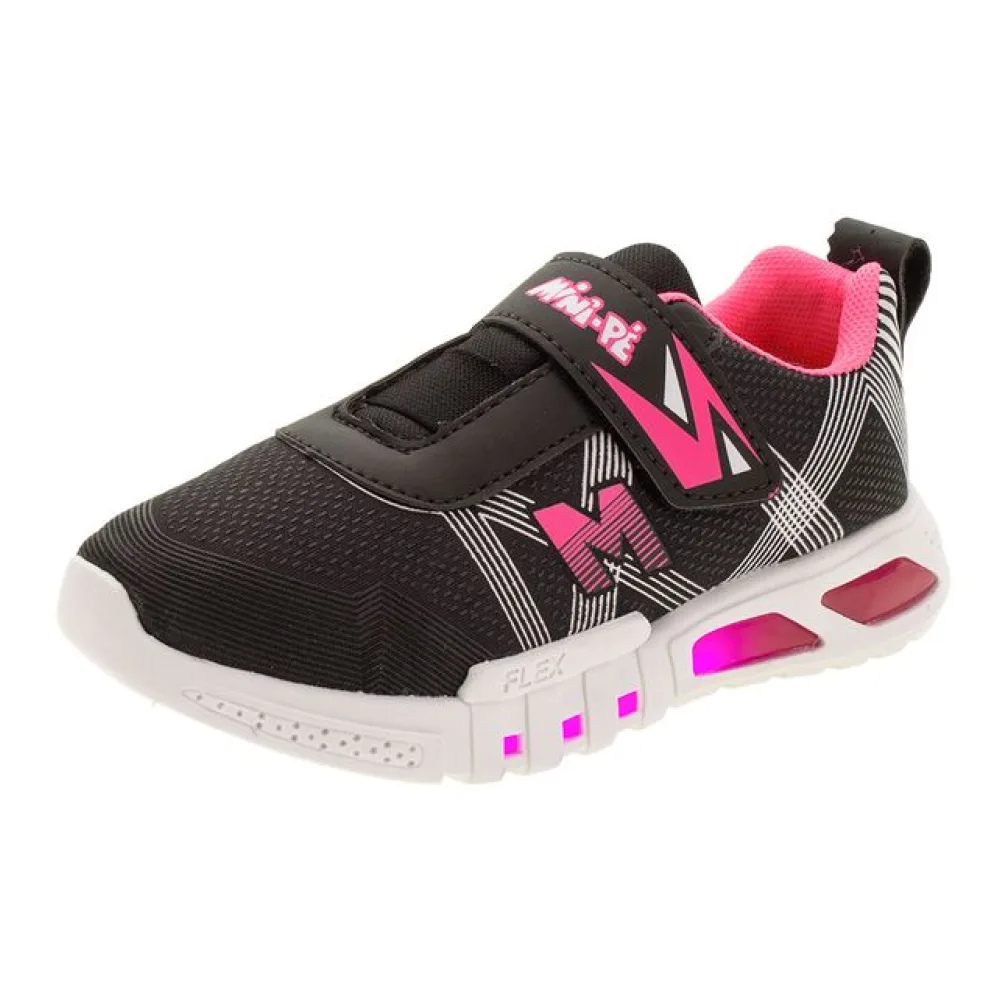 Tênis Infantil Led Minipé - MP2101 PRETO/ROSA 22