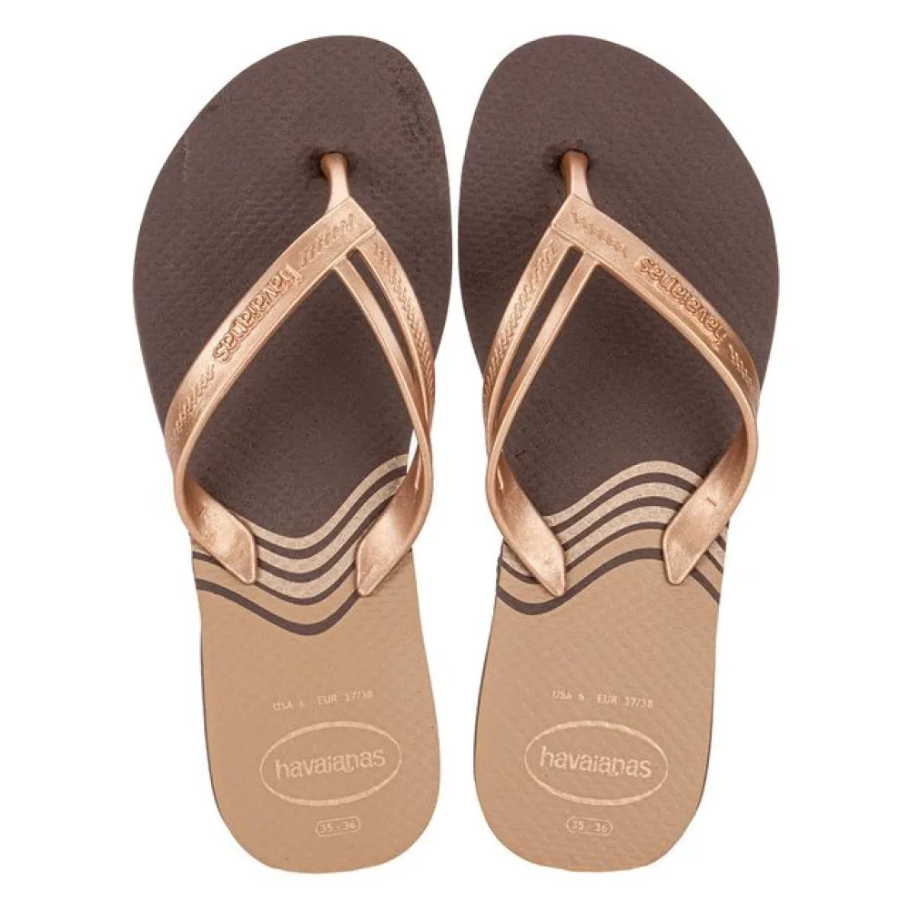 Chinelo Feminino Elegance Print Havaianas - 4148804 CAFÉ 33/34