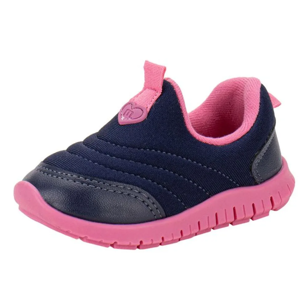 Tênis Infantil Feminino Slip On Baby Molekinha 2736100 AZUL/ROSA 17