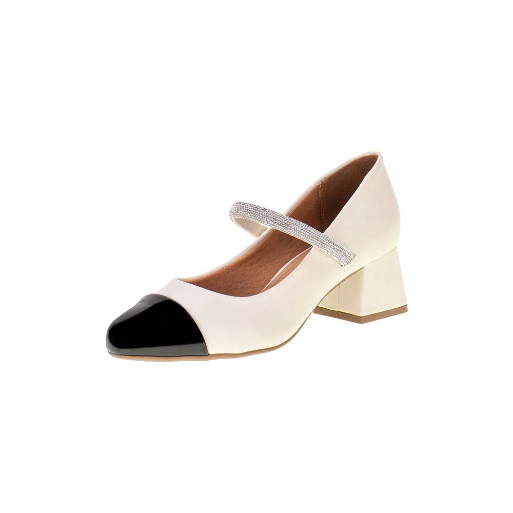 Sapato Feminino Salto Grosso Vizzano 1423103 MARFIM 34