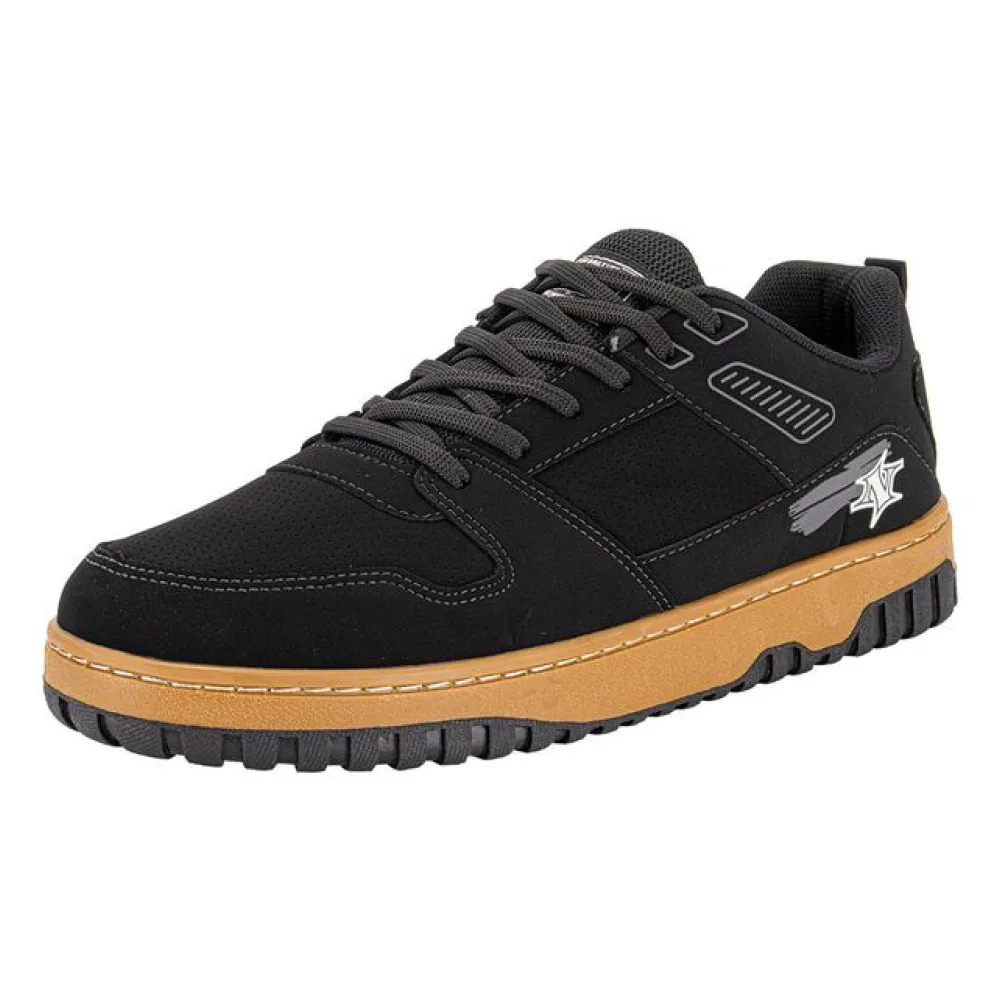 Tênis Masculino Casual Nesk - C5725 PRETO/BEGE 37
